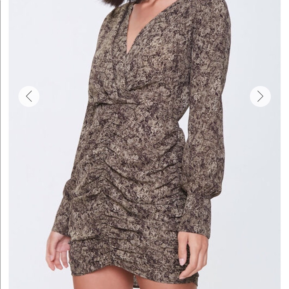 Snakeskin Long Sleeve Mini Dress